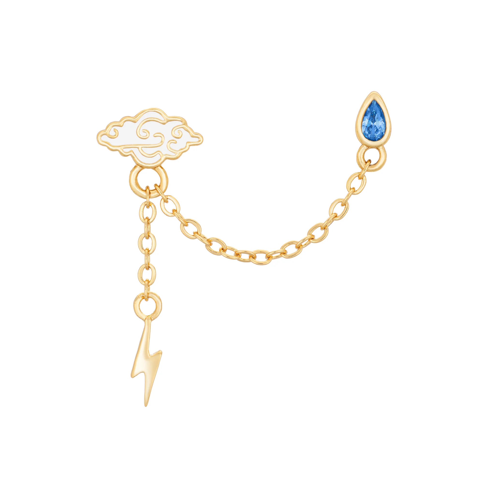 Storm Double Stud Chain Earring